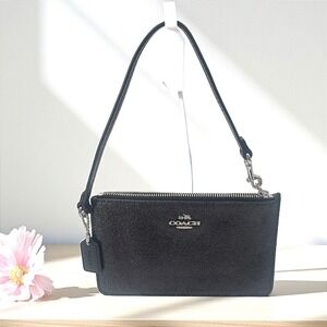 Coach Glitter Wristlet Pouch Black Sparkle Small Cosmetic Bag